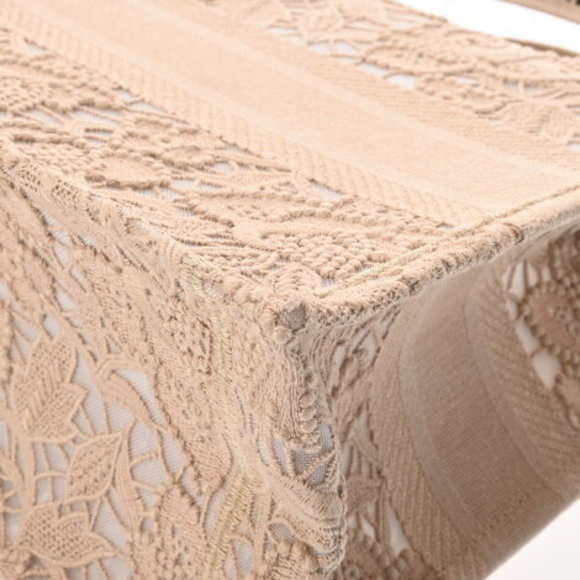 CHRISTIAN DIOR Book Tote Small Beige Lace Handbag - Picture 9 of 12